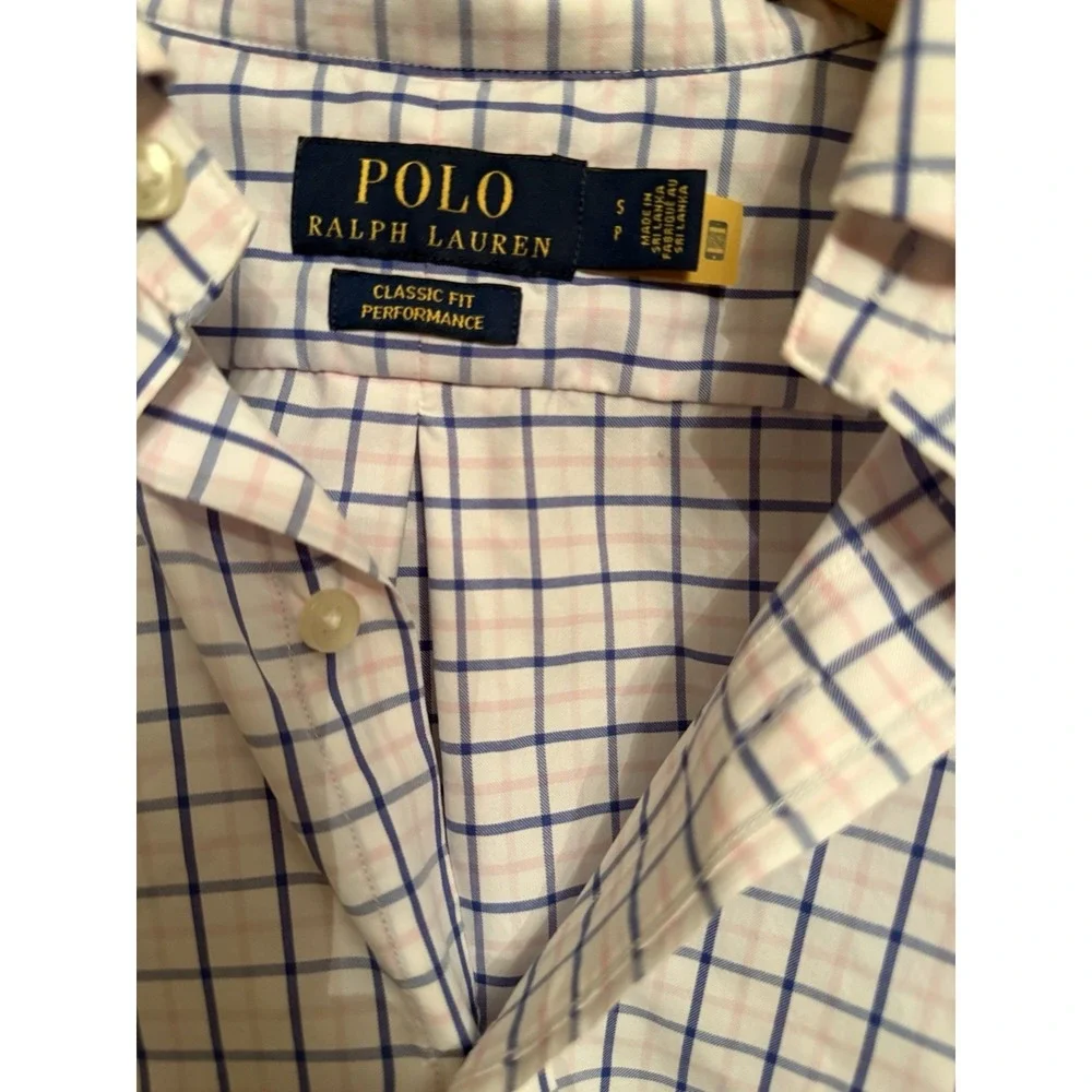 Polo‎ Ralph Lauren Classic Fit Tattersall Performance Shirt Pink & Blue Sz-S